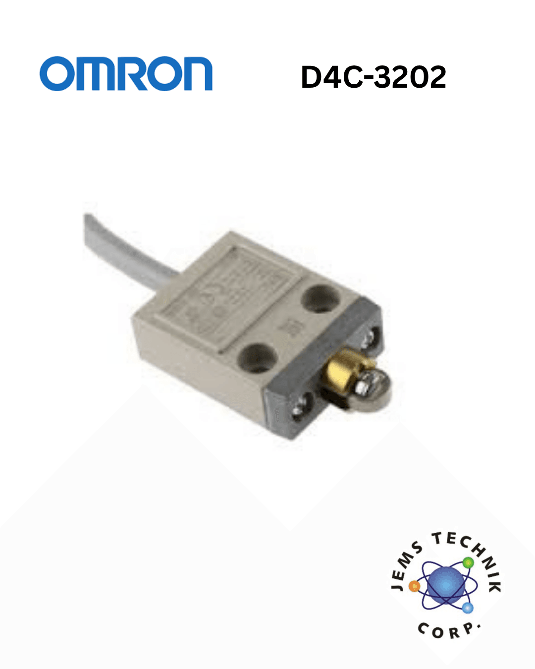 OMRON D4C-3202 Compact Limit Switch | Sealed Roller Plunger IP67 Industrial