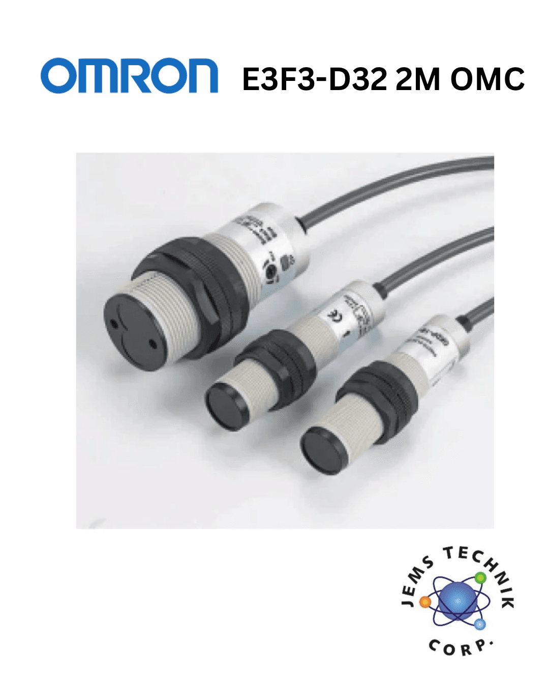 OMRON E3F3-D32 Cylindrical Photoelectric Sensor | Diffuse Reflective M18 2M Cable